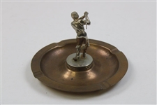 c.1930s Silver Golfer Figurine Ashtray With Center Female Golfer