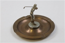 c.1930s Silver Golfer Figurine Ashtray With Center Female Golfer