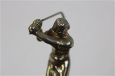 c.1930s Silver Golfer Figurine Ashtray With Center Female Golfer