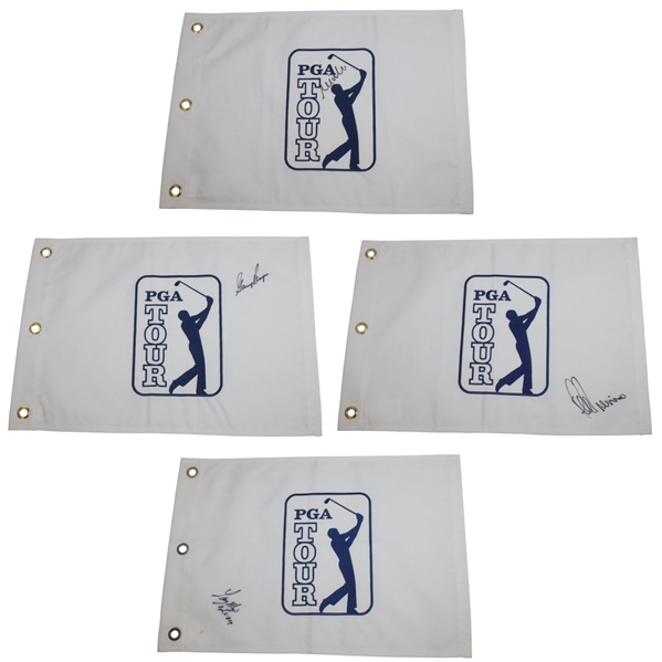 Player, Trevino, Mize & Weir Signed PGA Tour Embroidered White Flags JSA ALOA