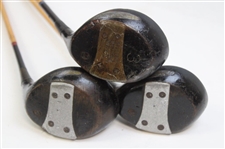 Spalding Bobby Jones Signature Fancy Face Woods - Driver, 2-Wood & 3 Wood