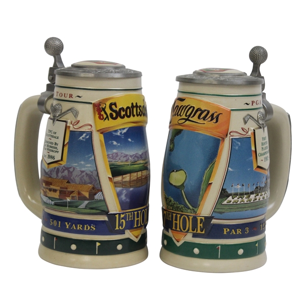 Two Michelob Ultra Beer Steins, TPC Scottsdale 15th Hole & TPC Sawgrass 17th Hole 