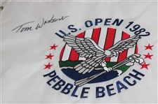 Tom Watson Signed US Open 1982 Commemorative Embroidered Flag JSA ALOA