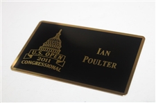 Ian Poulter Match Used Golf Glove with 2011 US Open Locker Room Locker Plate