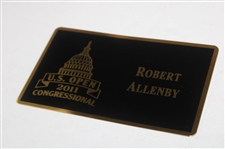 Robert Allenby Match Used Golf Glove with 2011 US Open Locker Room Locker Plate