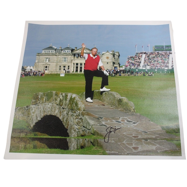 Jack Nicklaus Signed 16x20 St Andrews Swilken Bridge Open Farewell Canvas JSA ALOA