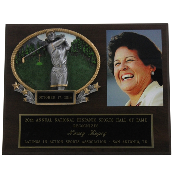 Nancy Lopezs 2014 20th Annual National Hispanic Sports Hall Of Fame Plaque