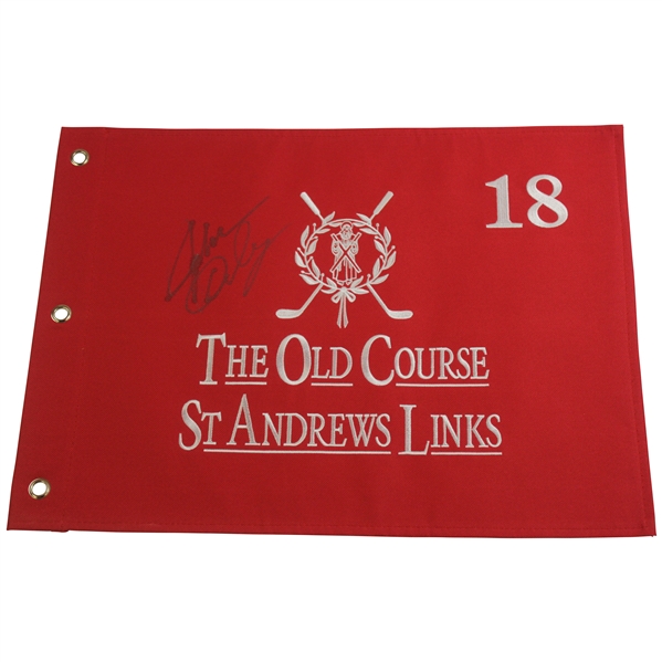 John Daly Signed St Andrews Old Course Embroidered Red Flag JSA ALOA