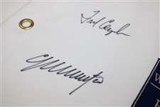 Fred Couples, Colin Montgomerie & Ken Schofield Signed World Golf Hall of Fame Flag JSA ALOA