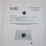 Fred Couples, Colin Montgomerie & Ken Schofield Signed World Golf Hall of Fame Flag JSA ALOA