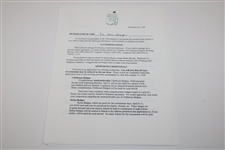 Gene Sarazen Correspondence From Augusta National Regarding 1999 Masters Badges - Sarazen Collection