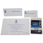 2010 Open Championship Trophy Room Invitation & Credentials for Mary Ann Sarazen - Sarazen Collection