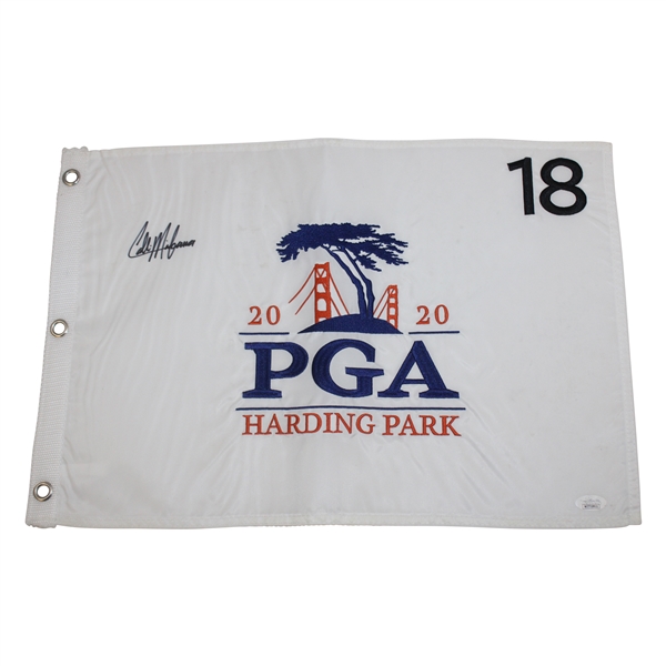 Collin Morikawa Signed 2020 PGA at Harding Park Embroidered Flag JSA #WIT719911