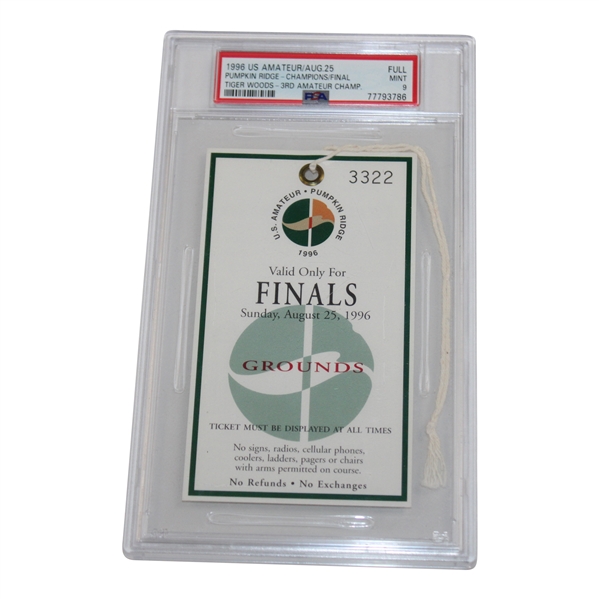 1996 US Amateur Tigers 3rd Am Champ. Final Rd Sunday Grounds Ticket #3322 PSA MINT 9
