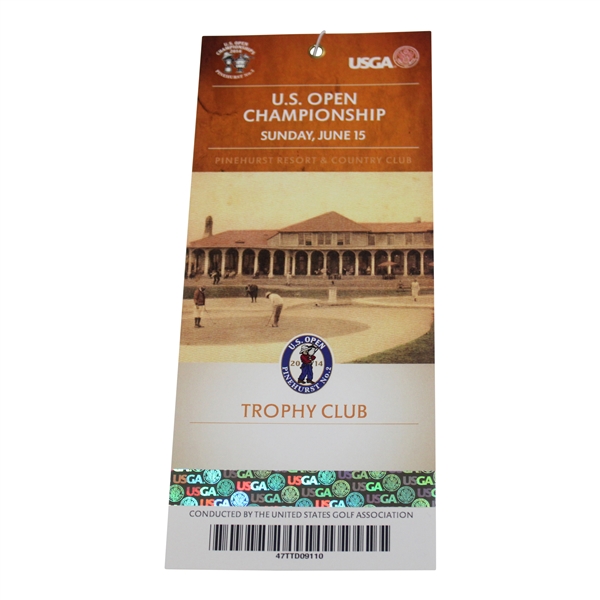 2014 US Open At Pinehurst Resort & Country Club Trophy Club Sunday Ticket - Martin Kaymer Win