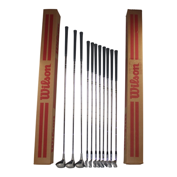 c.1989 Michael Jordan Signature Wilson Club Irons (3-PW) & Woods (1-3-5) Complete Set w/Boxes