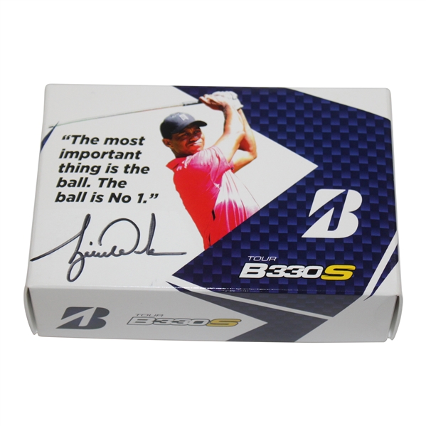 Tiger Woods Signed Bridgestone Tour B330S Promotional Golf Ball Box w/Three Golf Balls JSA ALOA