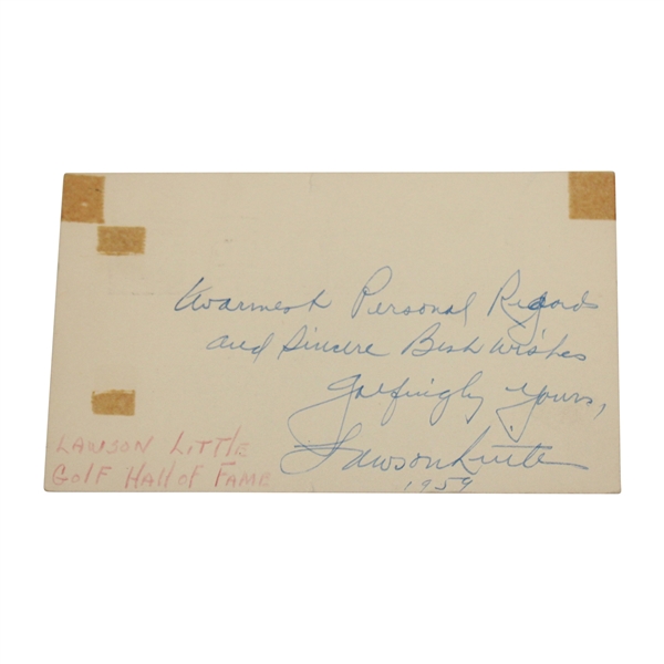 Lawson Little Signed & Inscribed 1959 Post Card JSA ALOA
