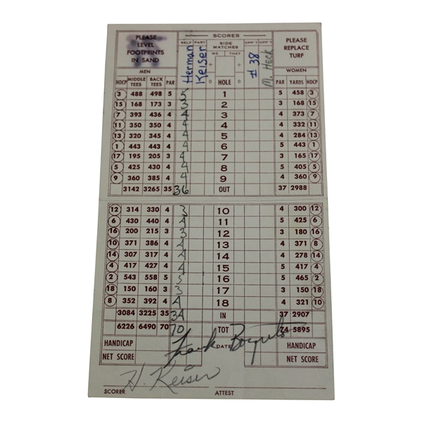 Herman Keiser Signed Used Losantiville CC of Cincinati, OH Scorecard JSA ALOA