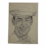 Original Ben Hogan Artwork Drawing By Mario Demarlo from 1953 Chesterfield Advertisement