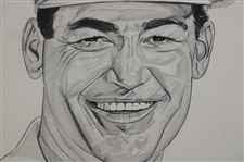 Original Ben Hogan Artwork Drawing By Mario Demarlo from 1953 Chesterfield Advertisement