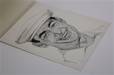 Original Ben Hogan Artwork Drawing By Mario Demarlo from 1953 Chesterfield Advertisement