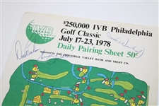 Weiskopf, Littler & Graham Signed 1978 Philadelphia Golf Classic Pairing Sheet JSA ALOA