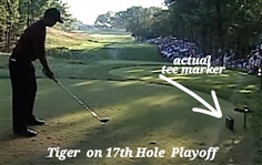 2000 PGA at Valhalla 17th Hole Official Tee Markers w/Badge & Photo - Tiger Win!
