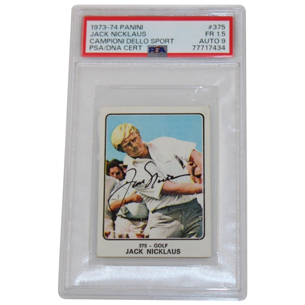 Jack Nicklaus Signed 1973-1974 Panini Campioni Dello Sport Card #375 FR1.5 AUTO 9
