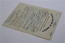 John Duncan Dunn Signed United States Dept. of Labor US Visa Application Form JSA ALOA