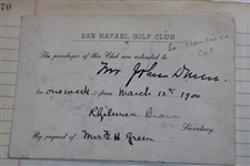 John Duncan Dunn's Personal Golf Club Temporary Admission Cards