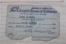 John Duncan Dunn's Personal Golf Club Temporary Admission Cards