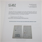 John Duncan Dunn's Personal Golf Club Temporary Admission Cards