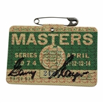 Gary Player Signed 1974 Masters SERIES Badge #2420 JSA ALOA