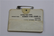 Gary Player Signed 1974 Masters SERIES Badge #2420 JSA ALOA