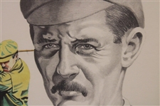 John Ball Original Hand Drawn/Colored Collage Print w/Nameplate by Jim McQueen - Framed