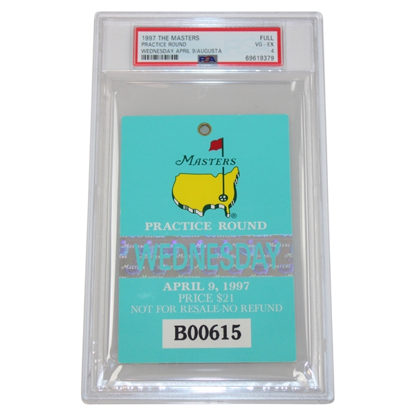 1997 Masters Tournament Wednesday Practice Round Ticket #B00615 - PSA VG-EX 4