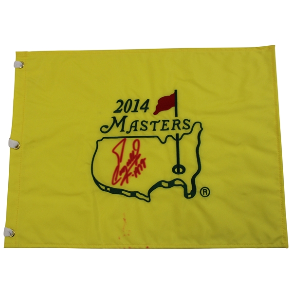Fuzzy Zoeller Signed 2014 Masters Embroidered Flag JSA ALOA