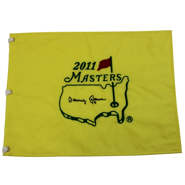 Tommy Aaron Signed 2011 Masters Embroidered Flag with 73 JSA ALOA