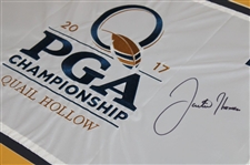 Justin Thomas Signed 2017 PGA at Quail Hallow Embroidered Flag - Matted JSA ALOA