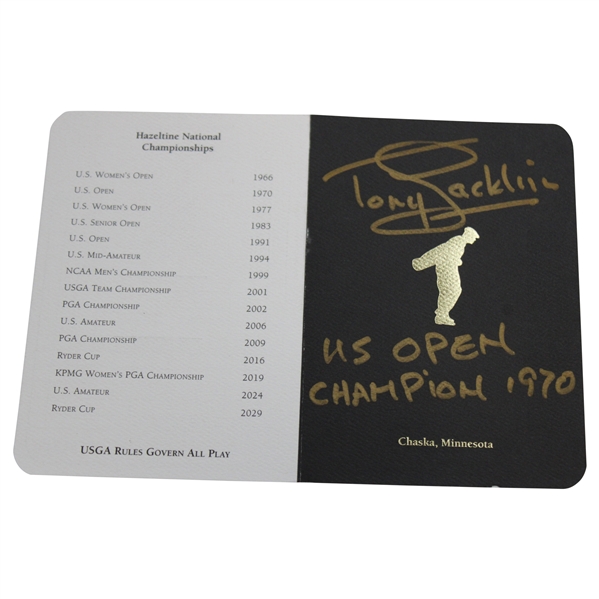 Tony Jacklin Signed Hazeltine National Scorecard JSA ALOA