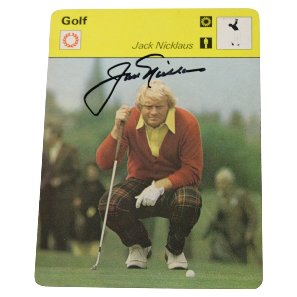 Jack Nicklaus Signed 1977 Large Sportscasters Card JSA ALOA