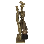 Golf Caddie & Clubs Solid Brass Fireplace Set