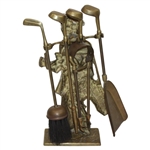 Golf Caddie & Clubs Solid Brass Fireplace Set