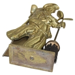 Golf Caddie & Clubs Solid Brass Fireplace Set