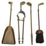 Golf Caddie & Clubs Solid Brass Fireplace Set