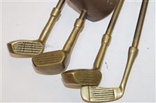 Golf Caddie & Clubs Solid Brass Fireplace Set