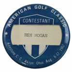 1962 Ben Hogan's Contestant Badge American Golf Classic at Firestone C.C.