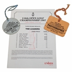 Three (3) 1987 British Open Ephemera & Badges, 3rd Round Results