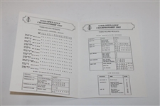 Three (3) 1987 British Open Ephemera & Badges, 3rd Round Results